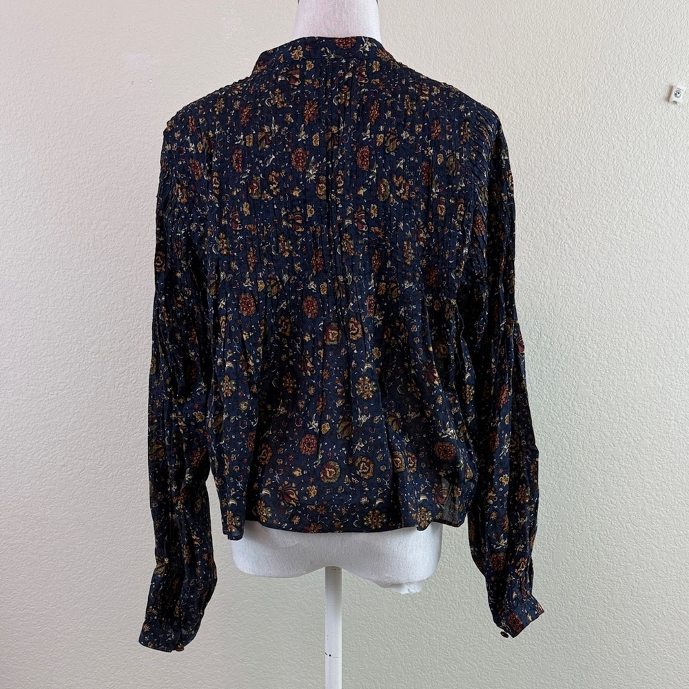 Veronica Beard Sherwood Floral Pleated Button Front‎ 100% Cotton Women's Top 6 - Picture 7 of 13
